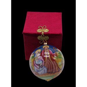Pier 1 Imports The " Li Bien" MANGER 2005 Art Glass Christmas Ornament w/Box